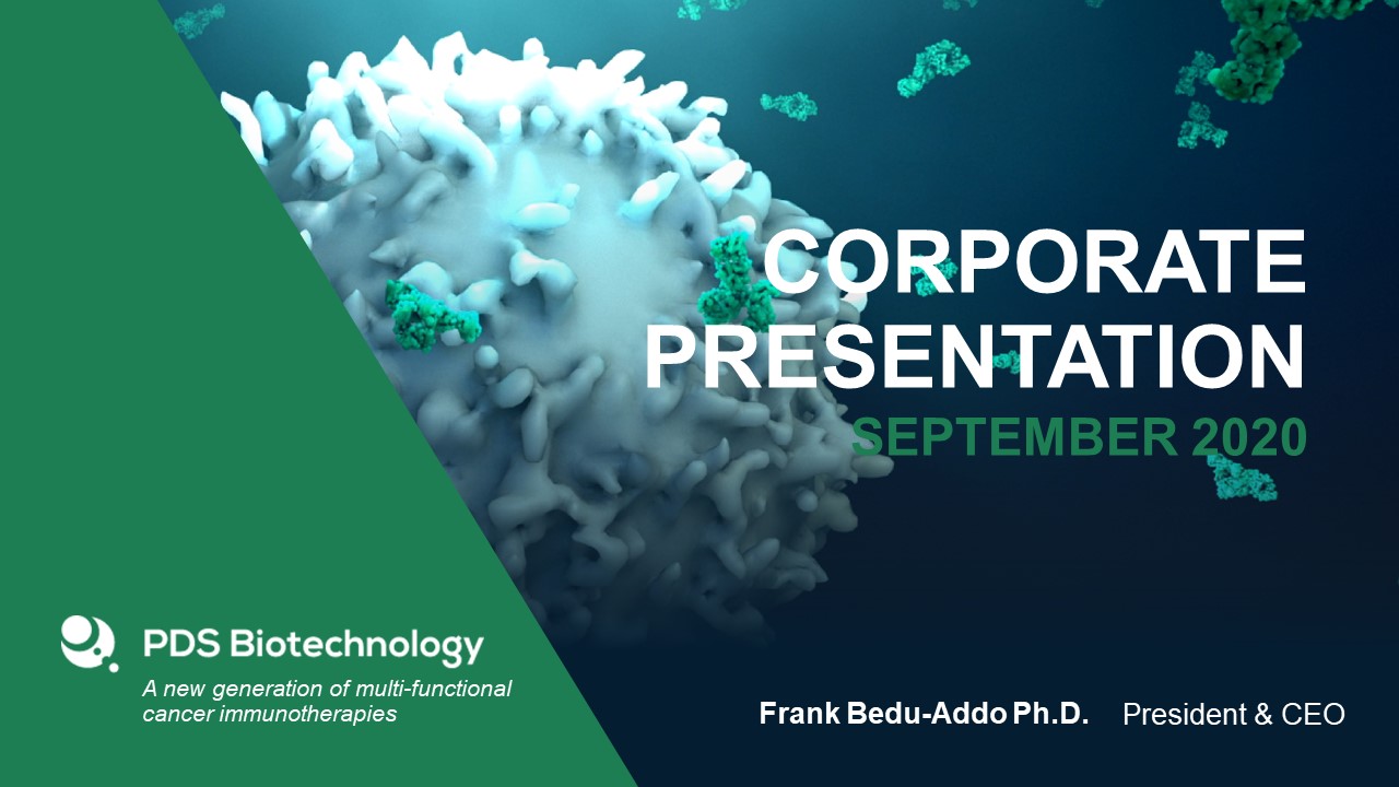 CORPORATE PRESENTATION Frank Bedu-Addo Ph.D. President & CEO SEPTEMBER 2020